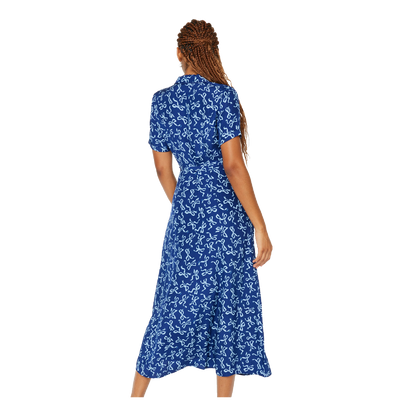 HVN Long Maria Dress  in Blue Bows