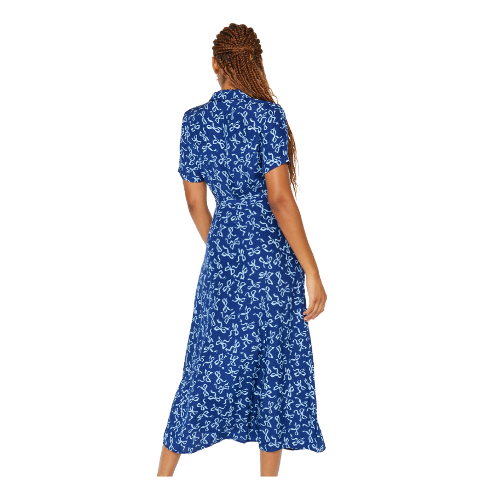 HVN Long Maria Dress  in Blue Bows