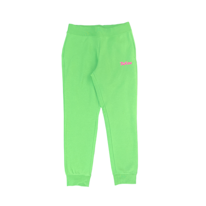 Faline Embroidery sweat pants Lime Green