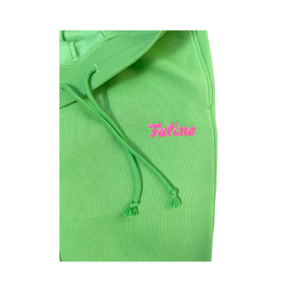 Faline Embroidery sweat pants Lime Green