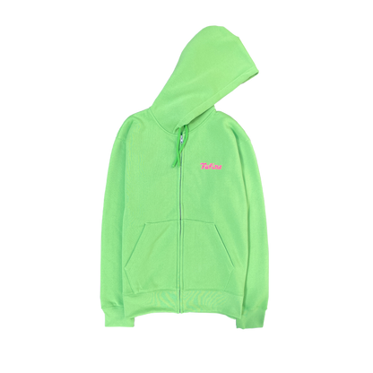 Faline Embroidery Zip-Up Hoodie Lime Green