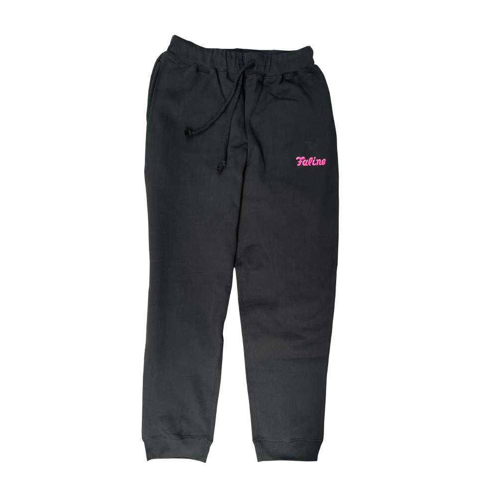 Faline Embroidery sweat pants Cotton Black