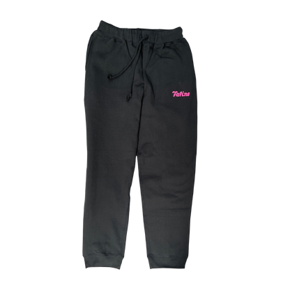 Faline Embroidery sweat pants Cotton Black