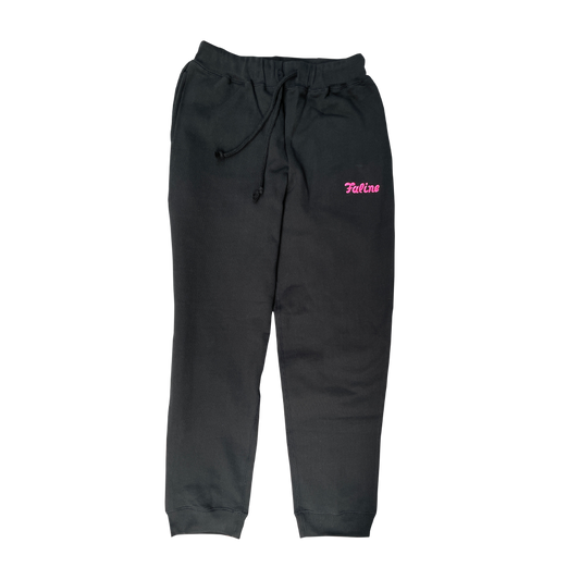 Faline Embroidery sweat pants Cotton Black