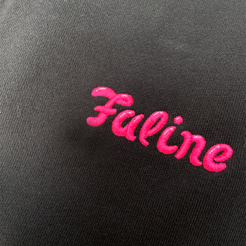 Faline Embroidery sweat pants Cotton Black