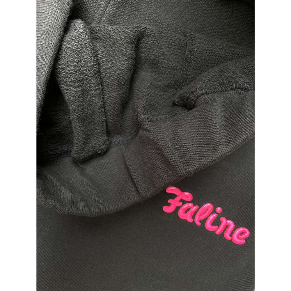 Faline Embroidery sweat pants Cotton Black