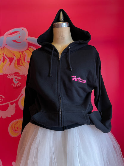 Faline Embroidery Hoody Cotton Black