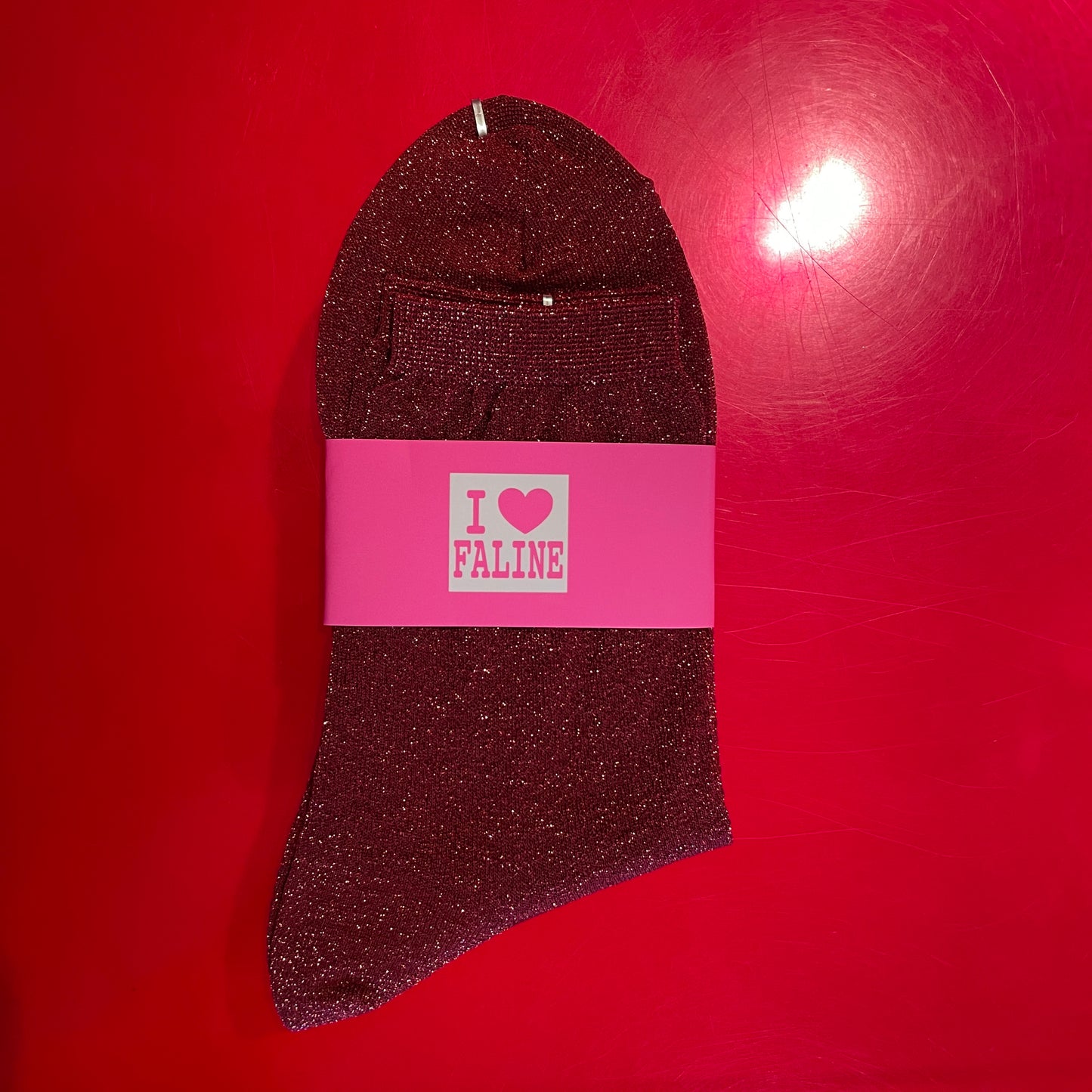 Faline Socks Red Glitter