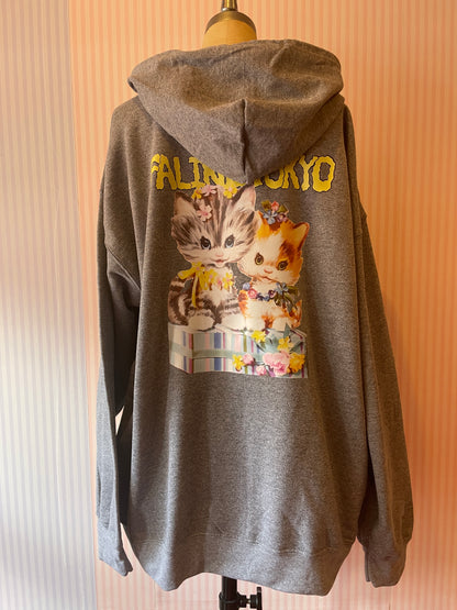 Faline lolita cat Zip-up Hoodie in grey <PRE PRDER>