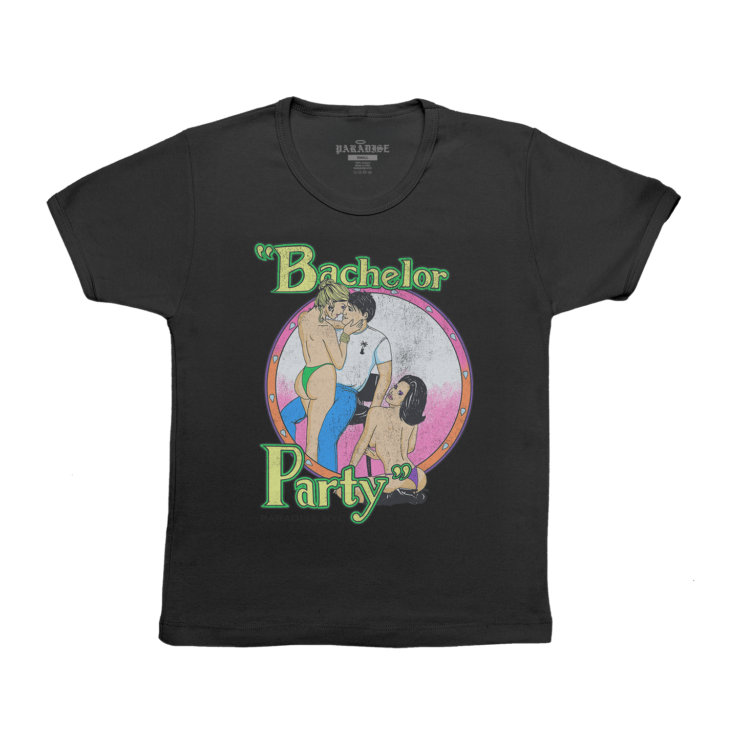 Paradis3 BACHELOR PARTY BABY TEE in Black