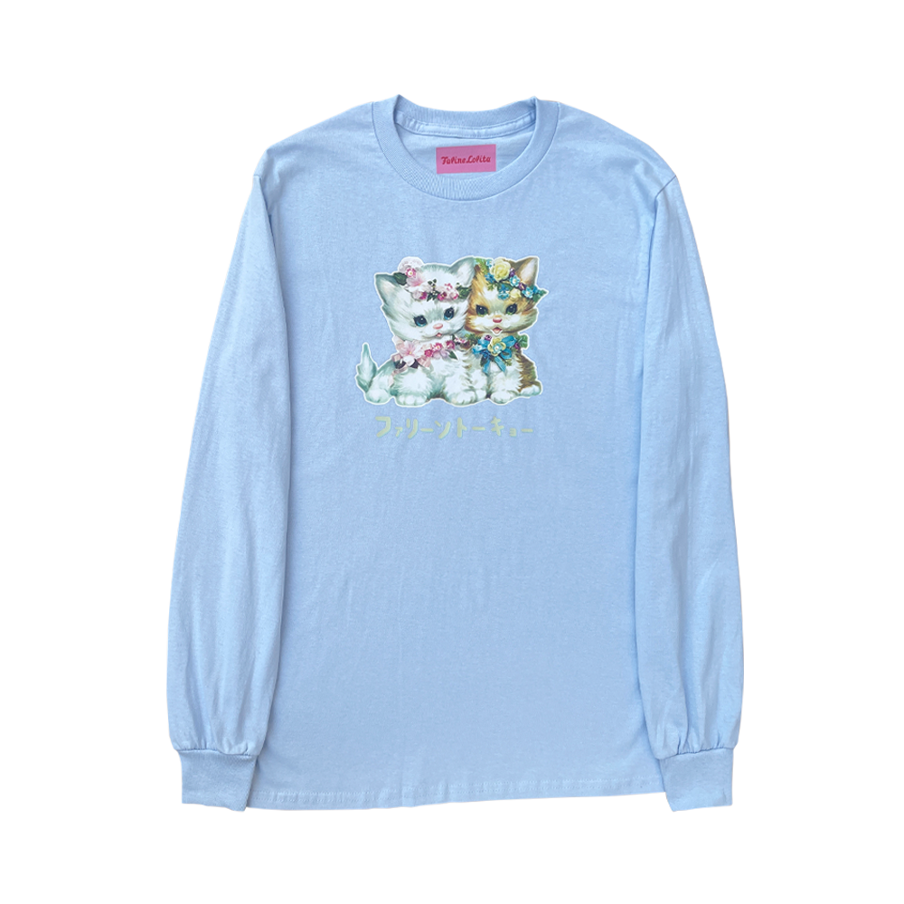 Faline Lolita cats long sleeve T-shirt in Baby Blue