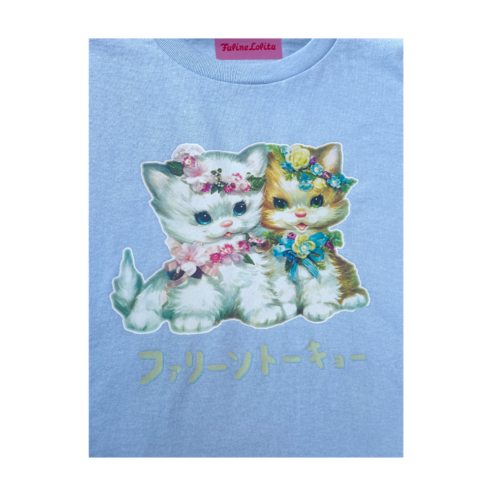 Faline Lolita cats long sleeve T-shirt in Baby Blue