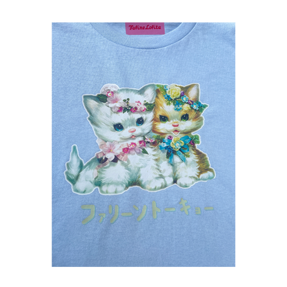 Faline Lolita cats long sleeve T-shirt in Baby Blue