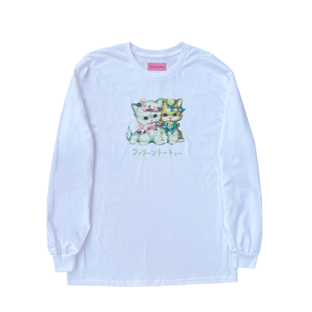 Faline Lolita cats long sleeve T-shirt in White