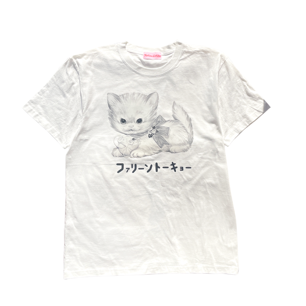 Faline lolita cat T Monochrome White