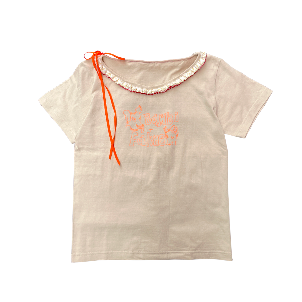 Faline revival 90’s frill tee in beige