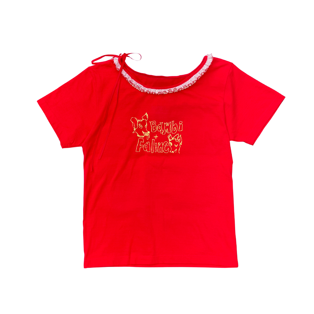 Faline revival 90’s frill tee in red