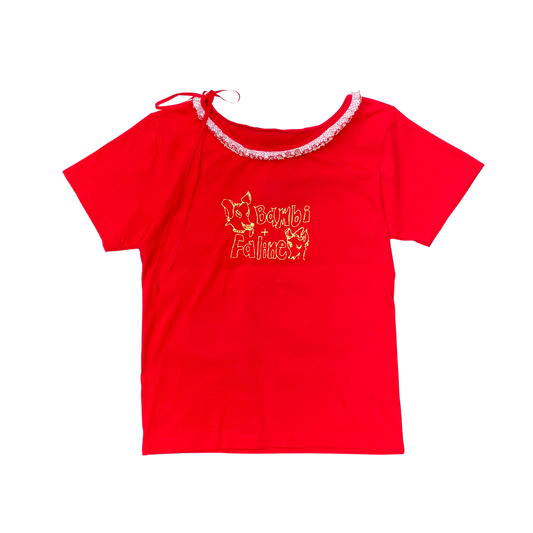 Faline revival 90’s frill tee in red