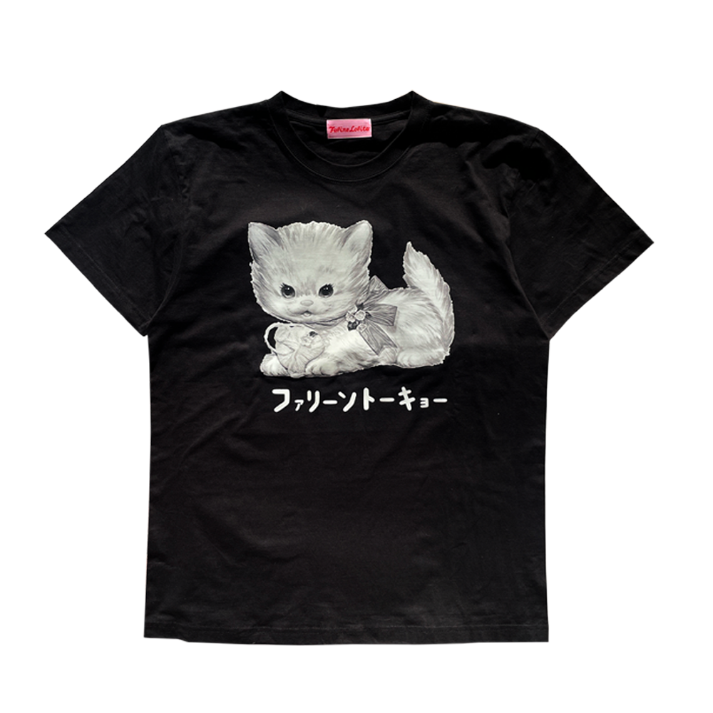 Faline lolita cat T Monochrome Black