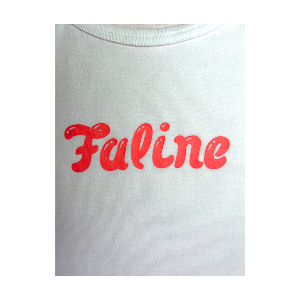 Faline Lolita logo camisole (White x neon orange)