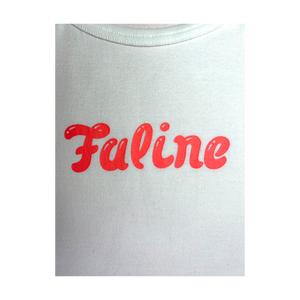 Faline Lolita logo camisole (White x neon orange)