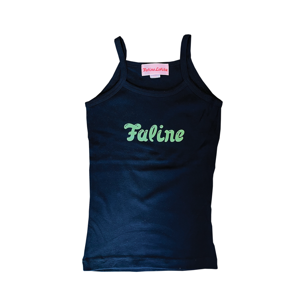 Faline Lolita logo camisole (Black x Green)