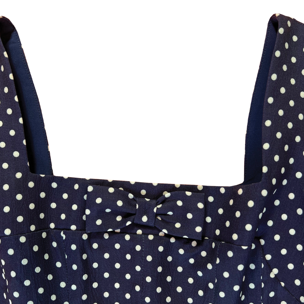 HVN Viv dress Navy polkadots