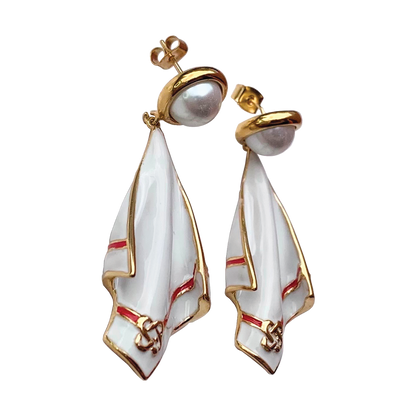 Casablanca Pearl napkin pendant earrings