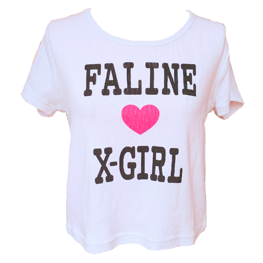 X-girl x FALINE S/S BABY TEE (WHITE)