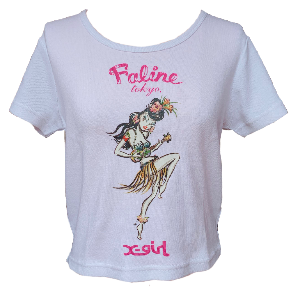 X-girl x FALINE ALOHA GIRL S/S TEE (WHITE)