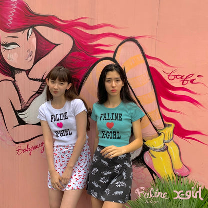 X-girl x FALINE S/S BABY TEE (LT BLUE)