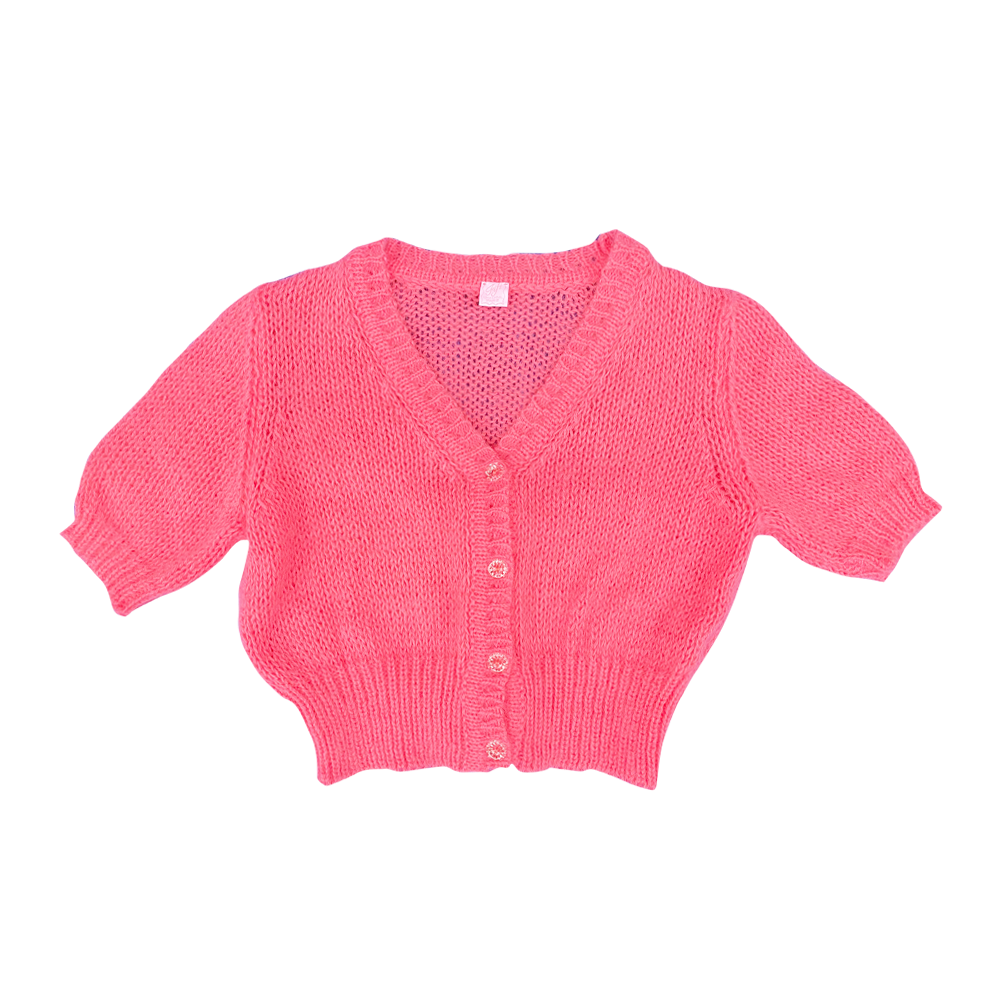 Fifi chachnil angora short sleeve cardigan (Candy Pink)