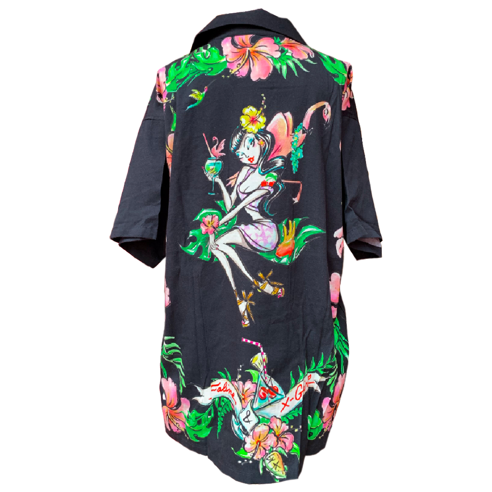 X-girl x FALINE BOYS ALOHA SHIRT (Black )