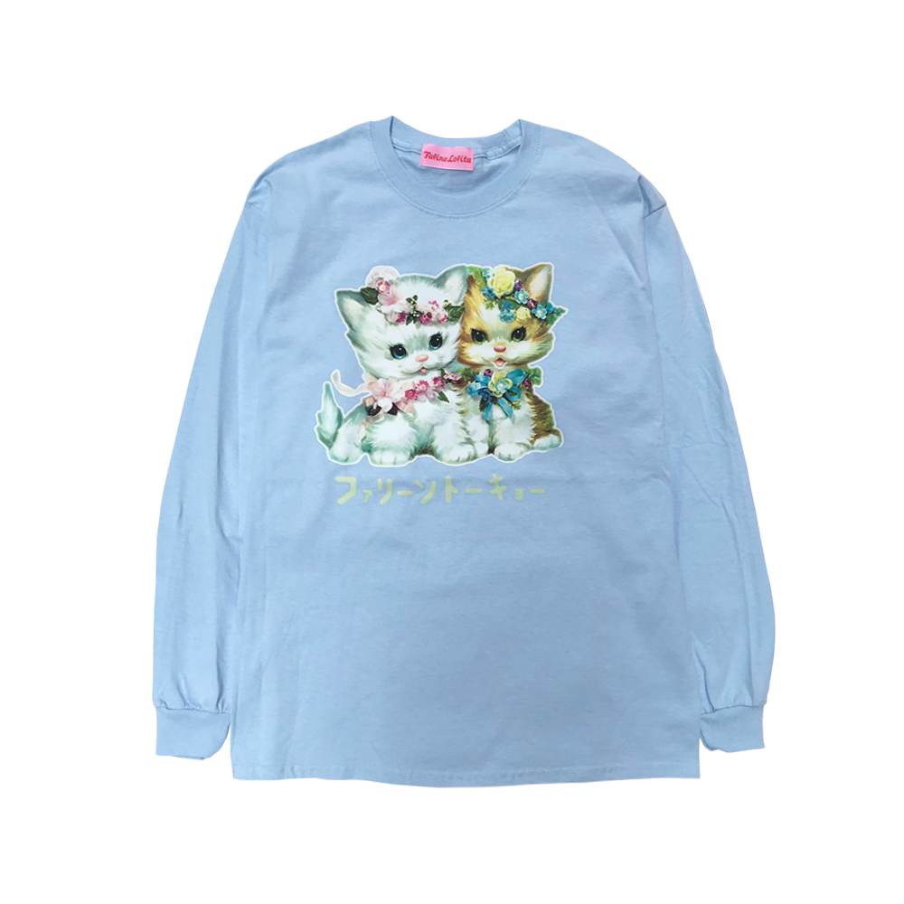 Faline Lolita cats longsleeve Tshirt(Babyblue)