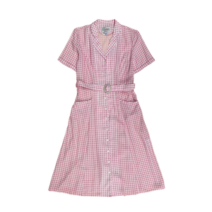 HVN Maria dress w/ daisy belt Pink gingham