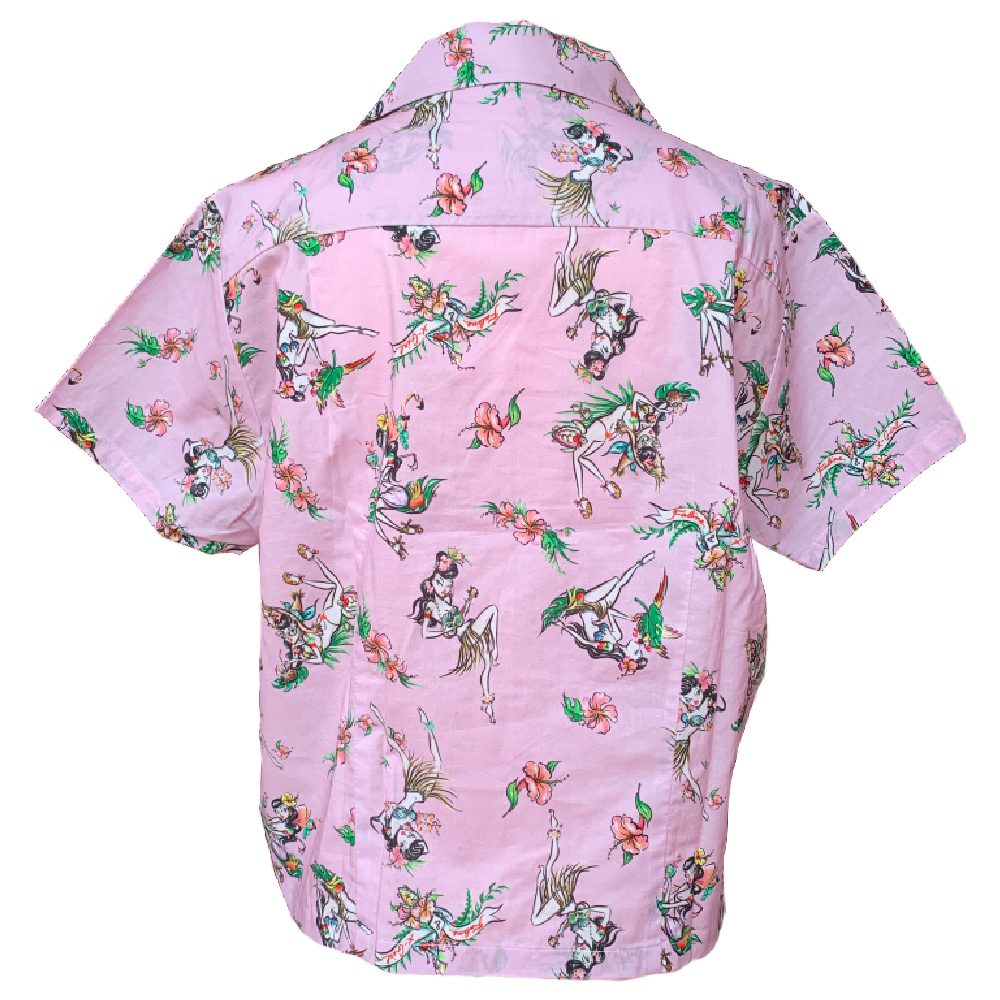 X-girl x FALINE GIRLS ALOHA SHIRT (Pink)