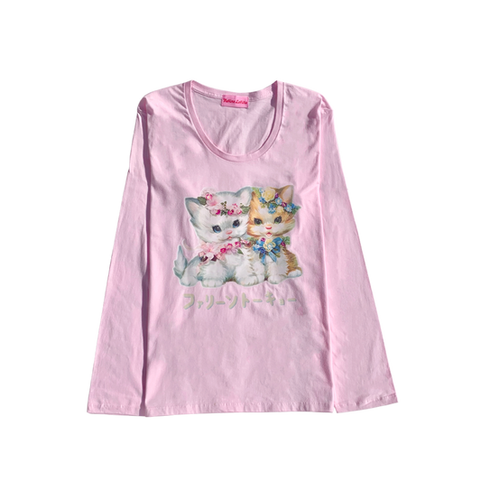 Faline Lolita cats long sleeve T-shirt(pink)