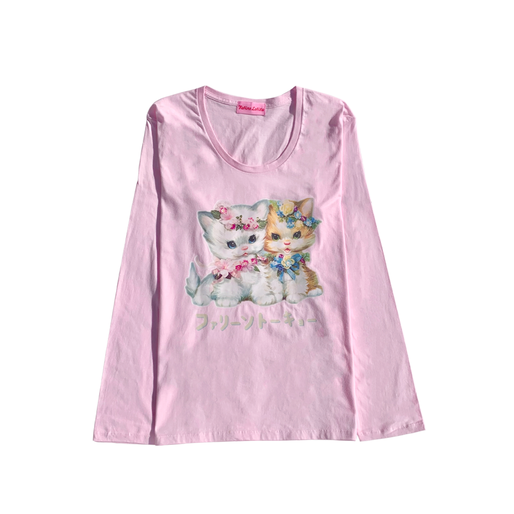 Faline Lolita cats long sleeve T-shirt(pink)