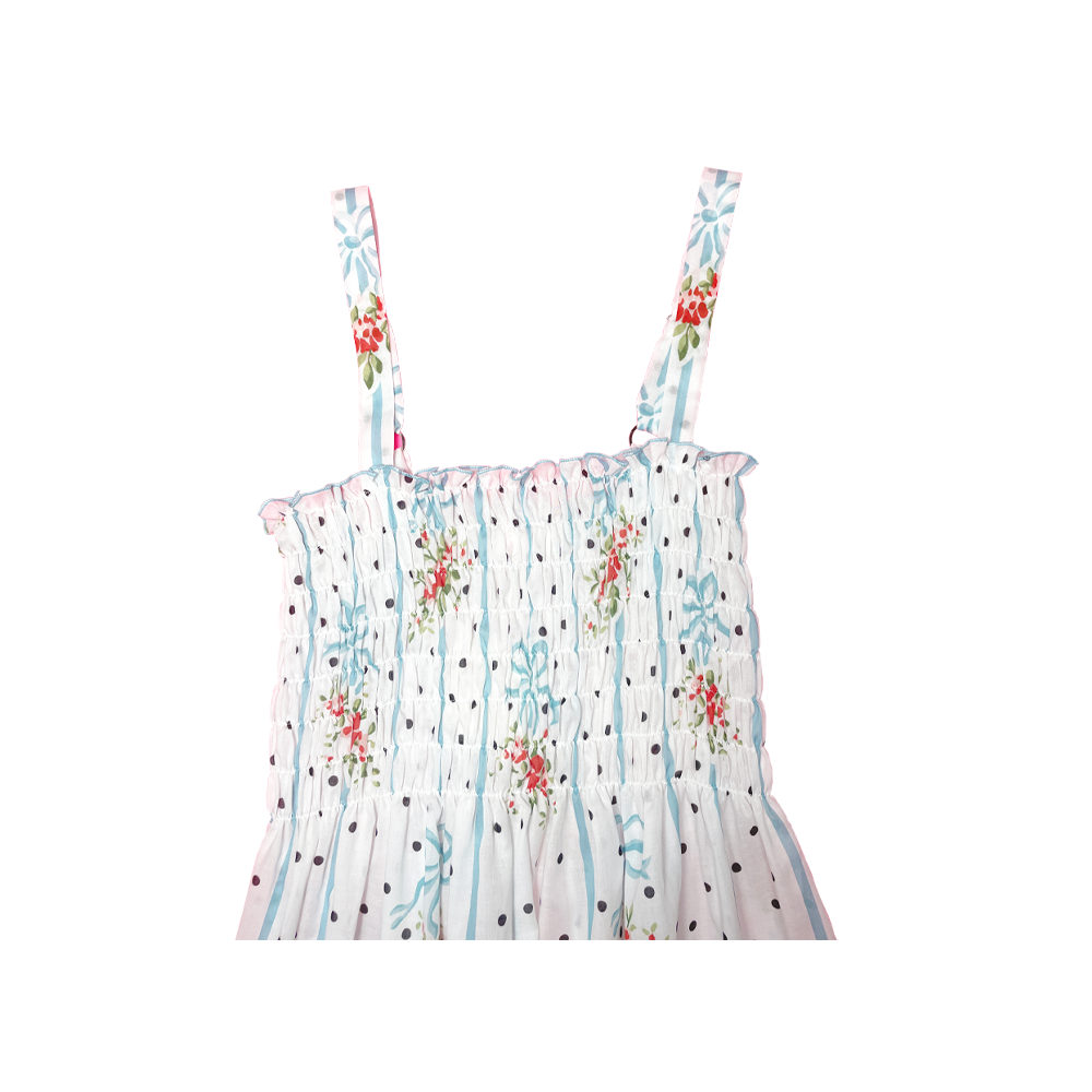 Fifi chachnil Bonnes vacances Dress (White/Turquoise/Red)