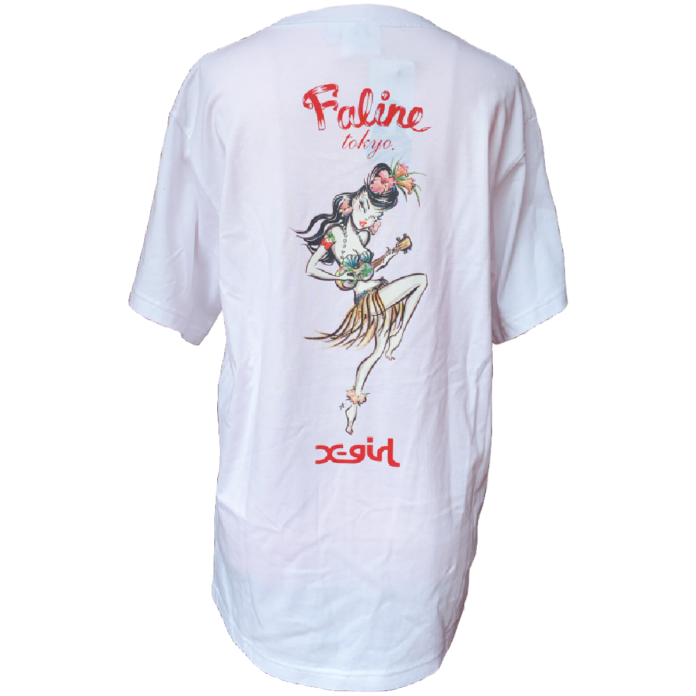 X-girl × FALINE ALOHA GIRL S/S TEE (WHITE)