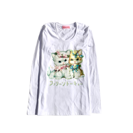 Faline Lolita cats long sleeve T-shirt(white)