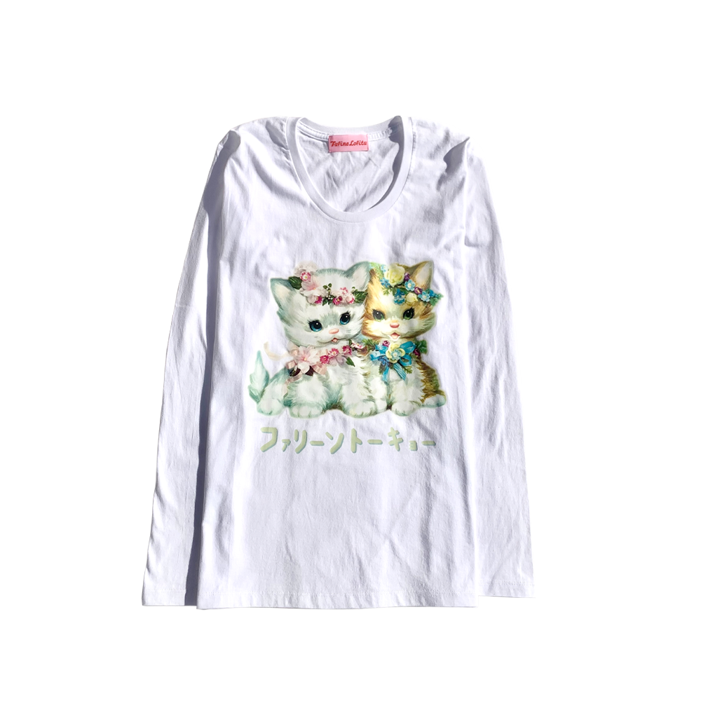 Faline Lolita cats long sleeve T-shirt(white)