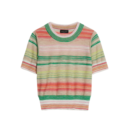 Roberto collina STRIPED LINEN T-SHIRT ISALA