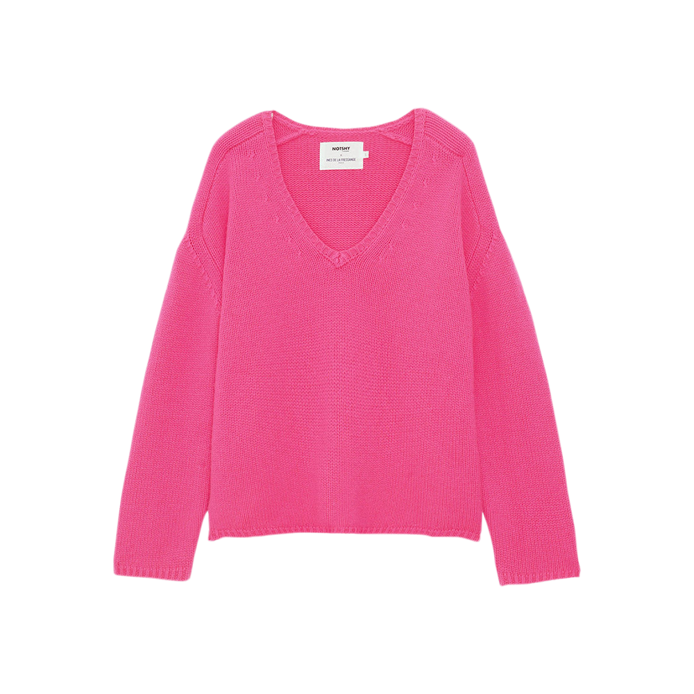 Ines de la Fressange x Notshy, V-neck sweater with hammer sleeves