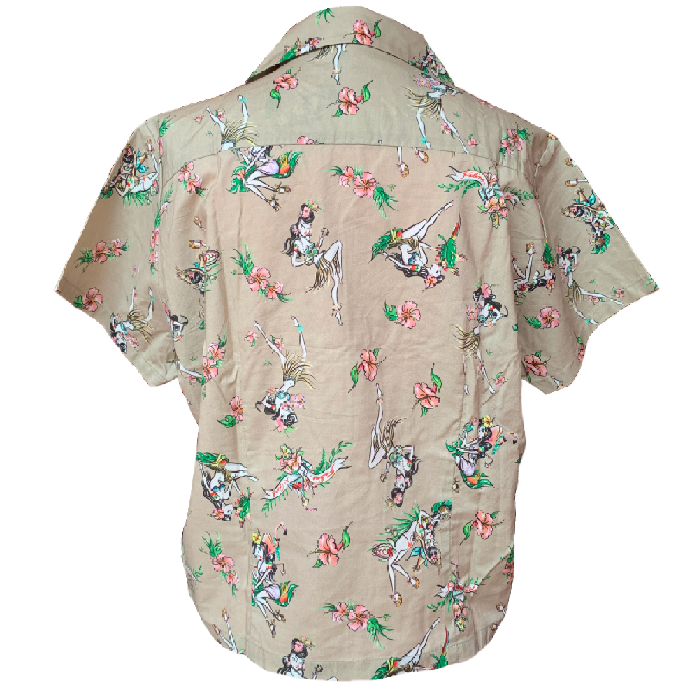 X-girl x FALINE GIRLS ALOHA SHIRT (Beige)