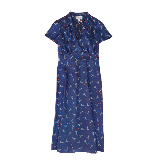 HVN Morgan 40s dress Navy Eiffel Tower