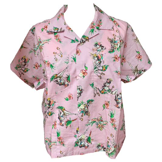 X-girl x FALINE GIRLS ALOHA SHIRT (Pink)