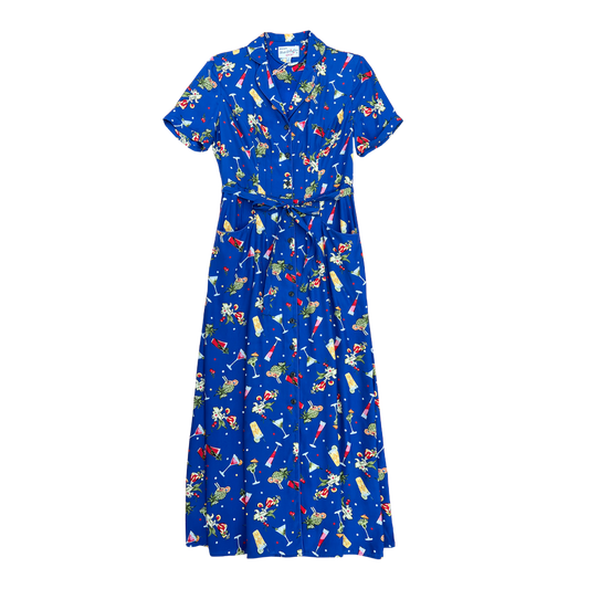 HVN Long maria dress (Navy cocktail)