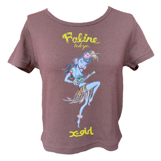 X-girl x FALINE ALOHA GIRL S/S TEE (BROWN)