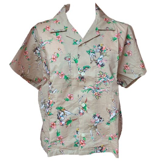 X-girl x FALINE GIRLS ALOHA SHIRT (Beige)